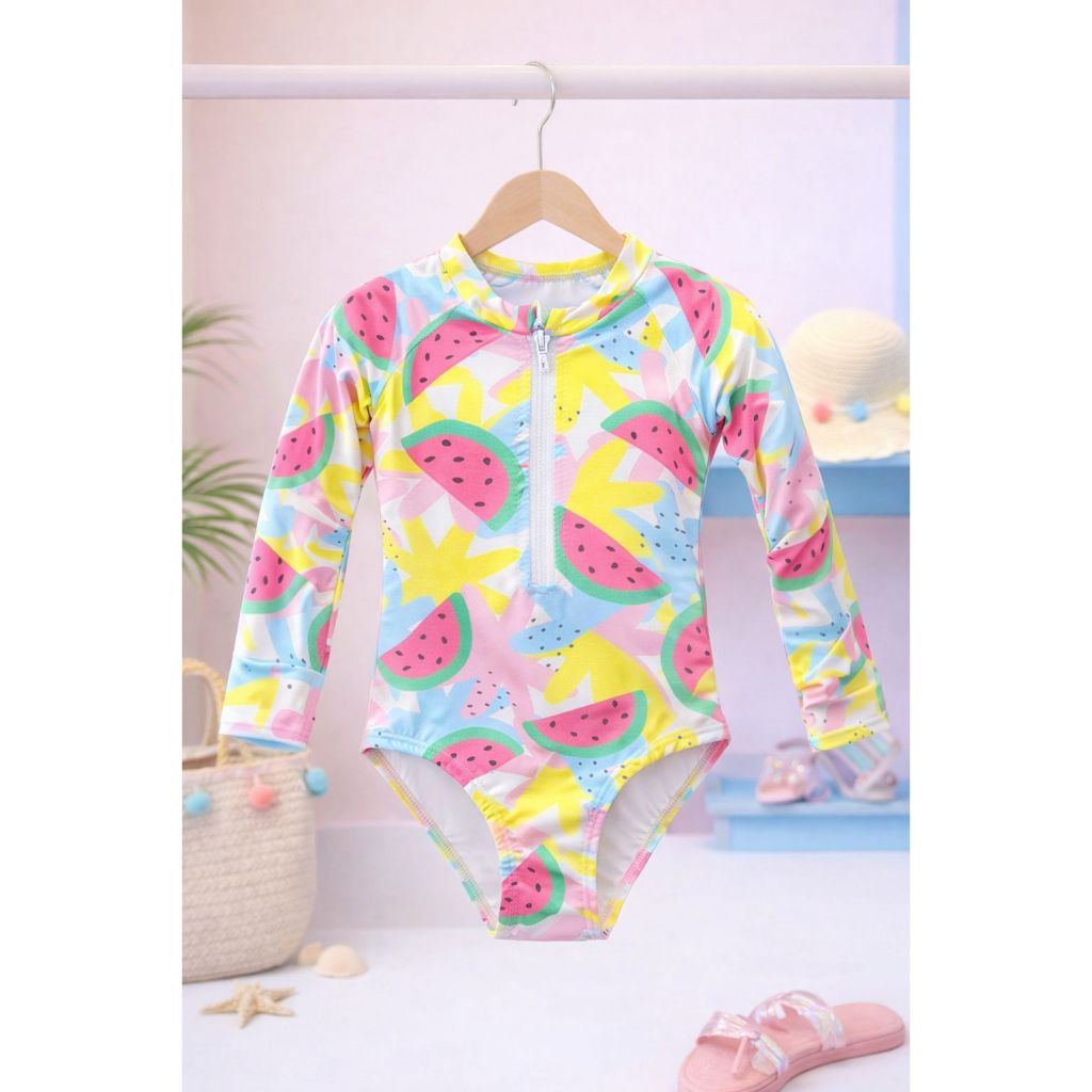 Maiô Infantil Manga Longa Stitch Com Proteção UV