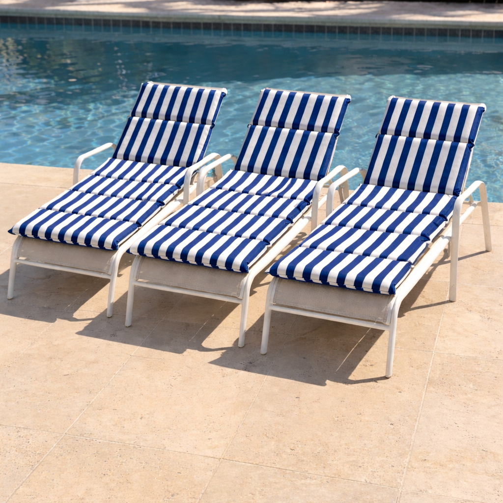 Kit 3 Colchonetes Almofadado para Espreguiçadeira Dobrável de Piscina