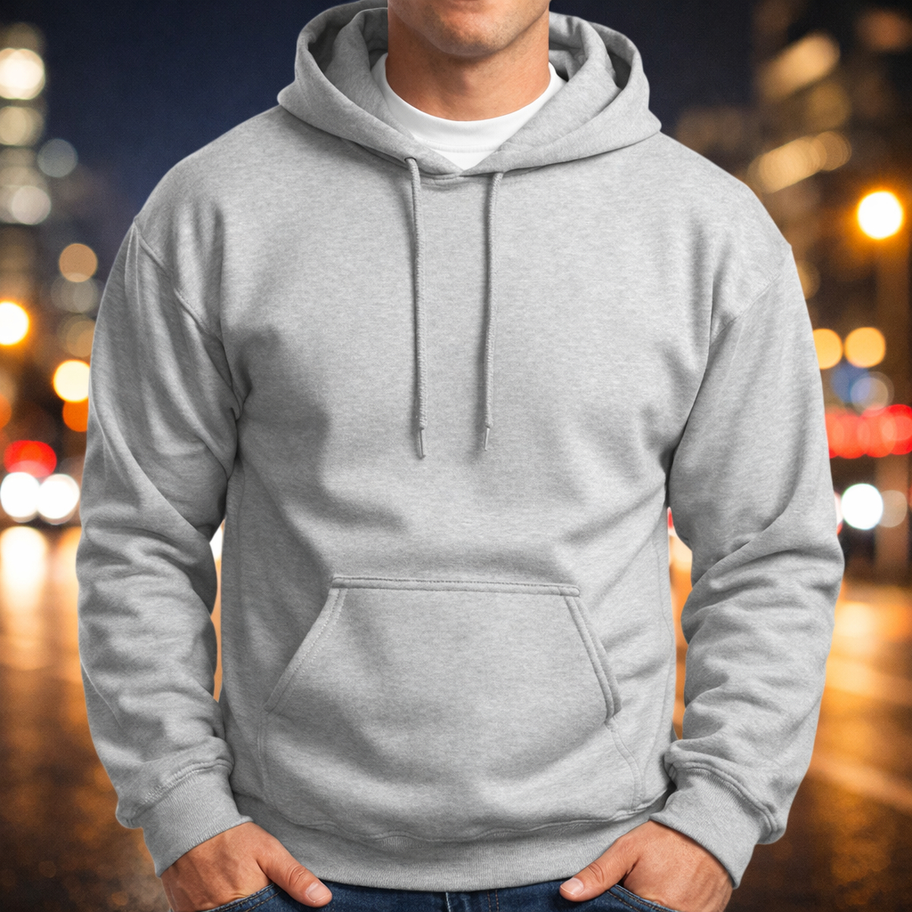 Moletom Canguru Unissex Algodão Atacado Promoção Preto/Cinza Liso Sem Estampa