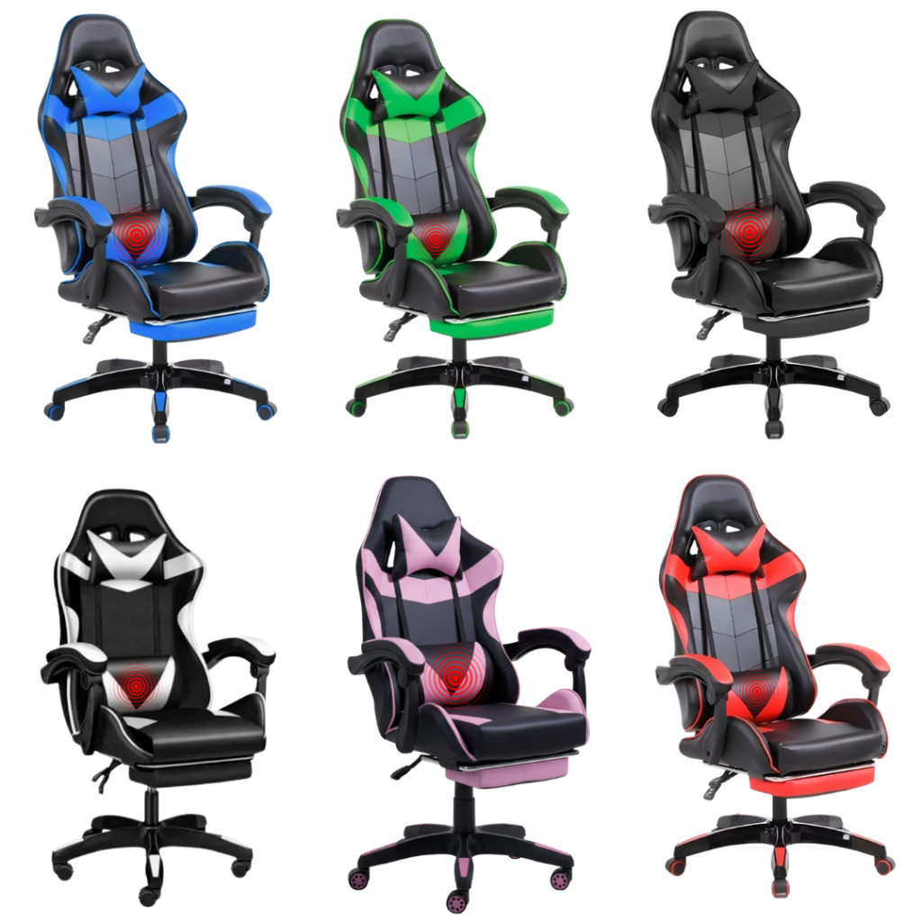Cadeira Gamer Escritório Giratoria Estilosa Lods Gamers Ergonômica Apoio de Pe Cores Vibrantes Jogos