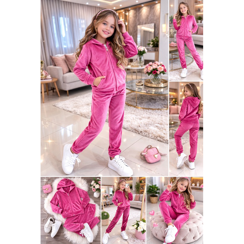 Conjunto Infantil Plush com Capuz – Super Quentinho