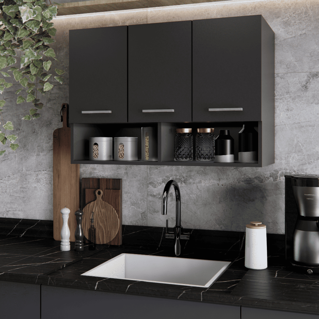 Armario Aereo 3 Portas moderno 2 nicho pronta entrega moveis bonatto 