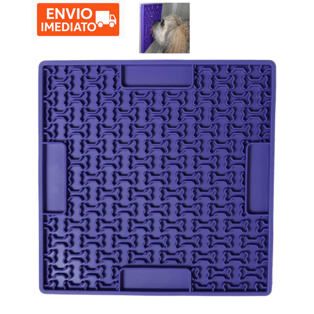 Tapete de Lamber Cachorro Comedouro Com Ventosa Cachorro Pequeno Medio Grande Roxo Azul Vermelho
