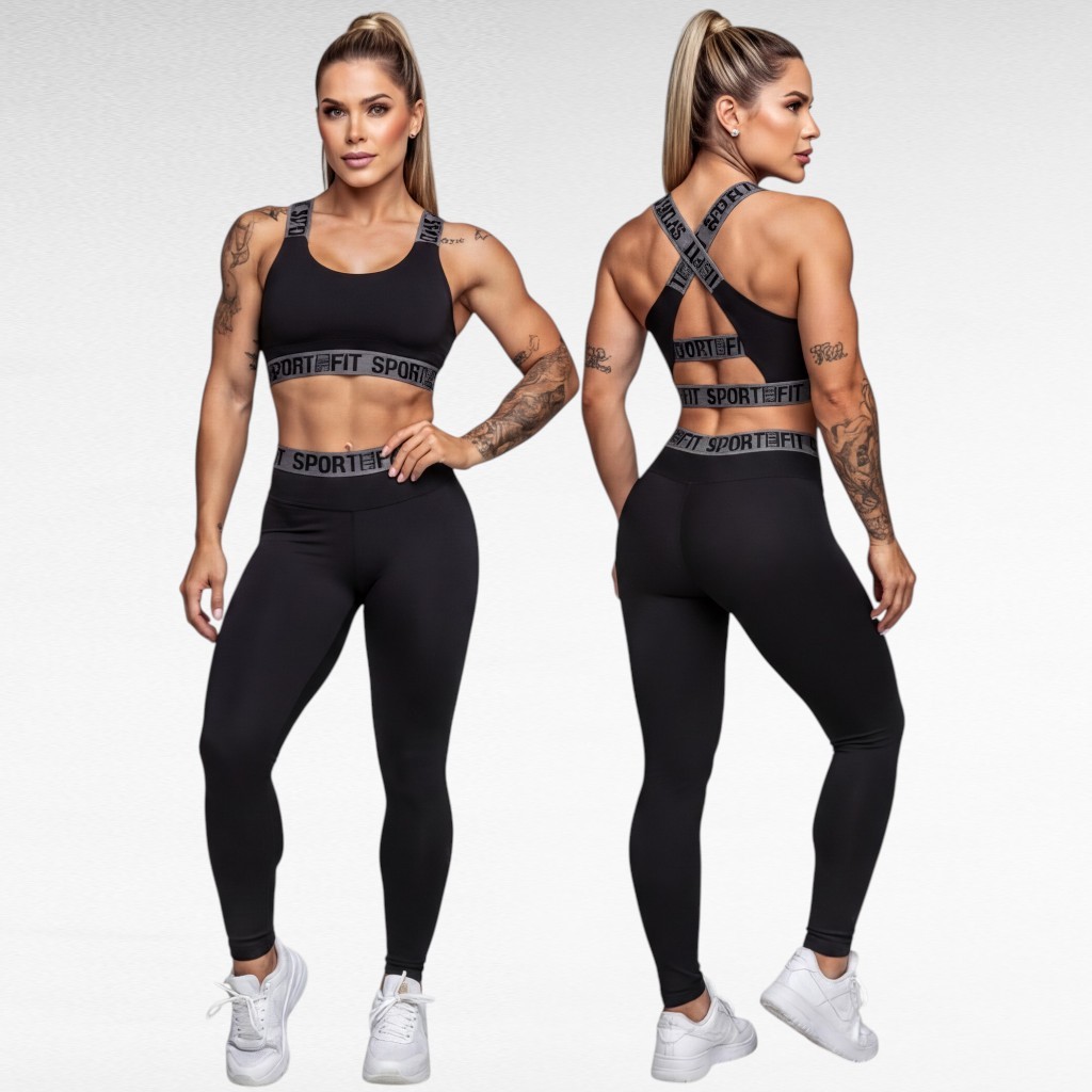Conjunto Zero Transparência Calça Legging Leg Fitness Feminino Para Treino Academia