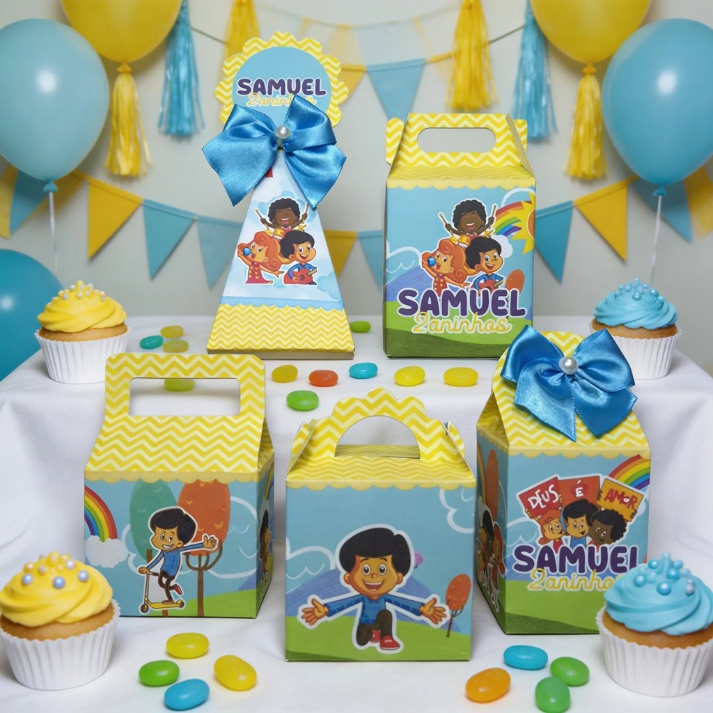 Kit Caixinhas Personalizadas Lembrancinhas 3 Palavrinhas Menino.