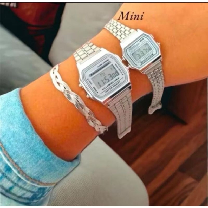 Relógio em Aço MINI Vintage Unissex Feminino Masculino Prata Fundo Preto e Fundo Branco Envio Imediato