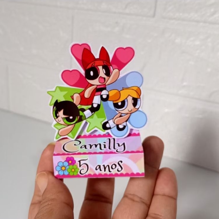 Porta Bis duplo personalizado para lembrancinhas de festa de aniversário tema meninas poderosas,leia a descrição.