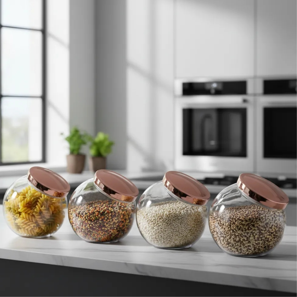 Kit 4 Pote Baleiro 2,5L 2,4LT Redondo Porta Doces Biscoitos Multiuso Grande