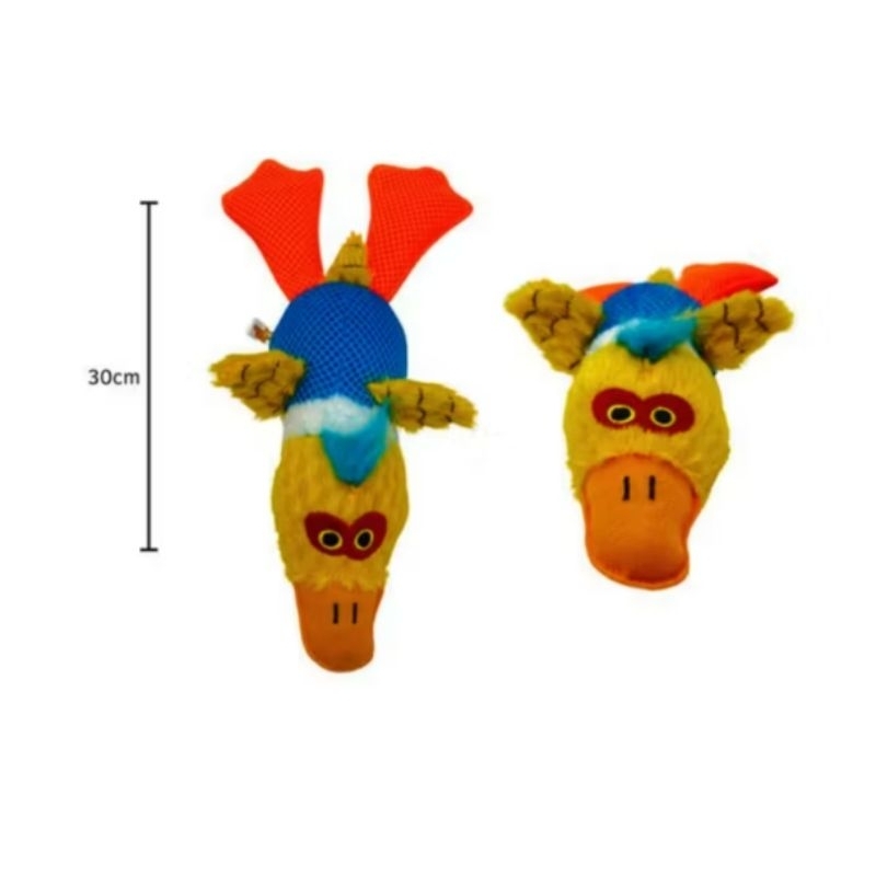 Brinquedo pelúcia pato voador com apito