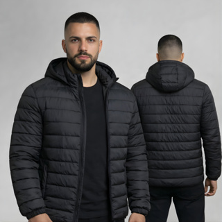 Jaqueta Bobojaco Puffer Impermeável com Capuz Removível e Bolsos Internos para Frio Inverno em Oferta na Shopee