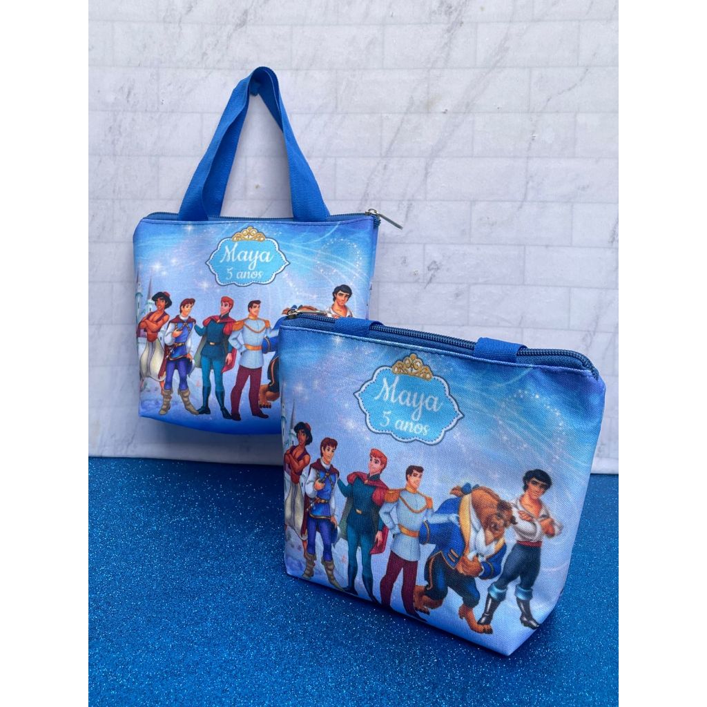 Bolsinha de Mão Personalizada Princesas e Príncipes Festa Aniversário Lembrancinha Infantil