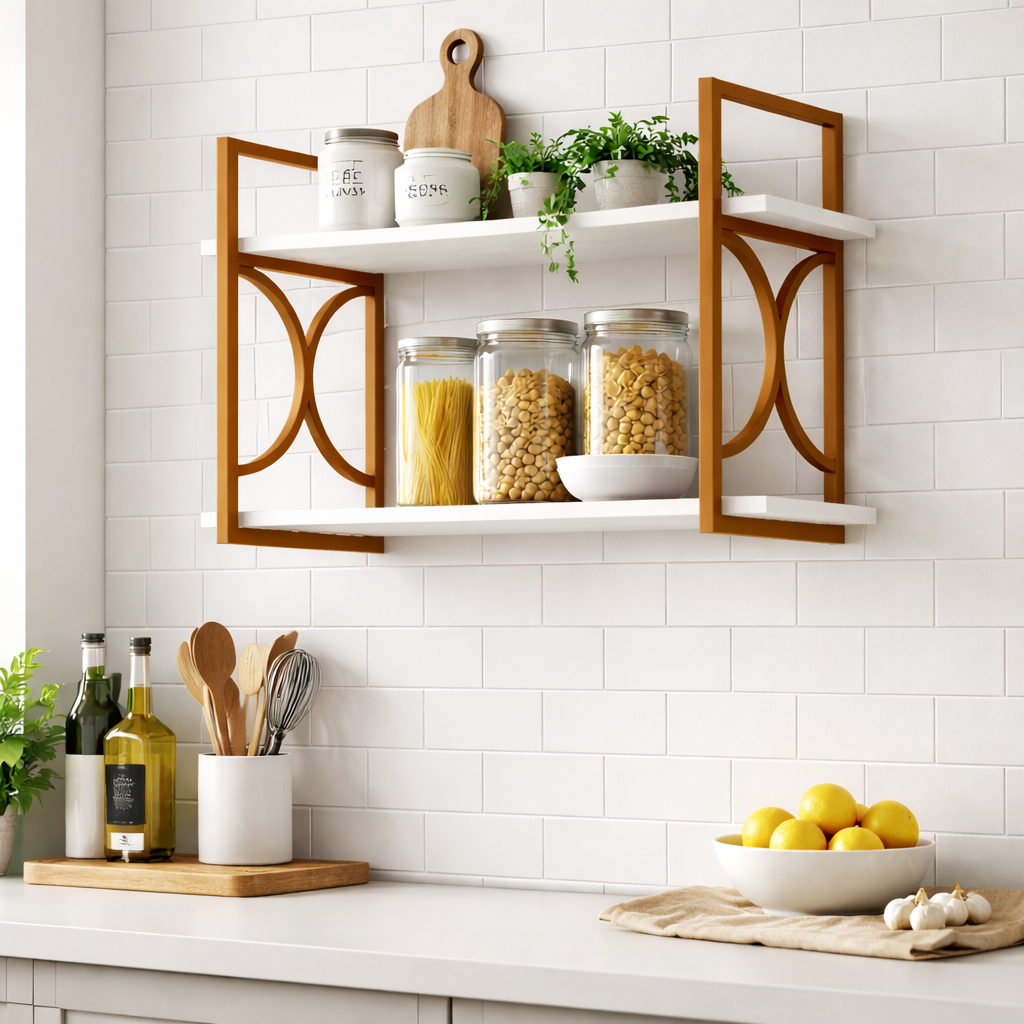 QUEIMA DE ESTOQUE - Prateleira Nicho Suspensa Estilo Industrial Base Reforçada Tampo de Madeira Mdf