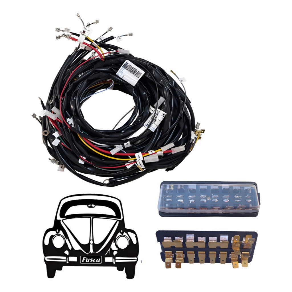 Chicote Elétrico Completo Fusca 1300 1500 + Caixa Fusíveis