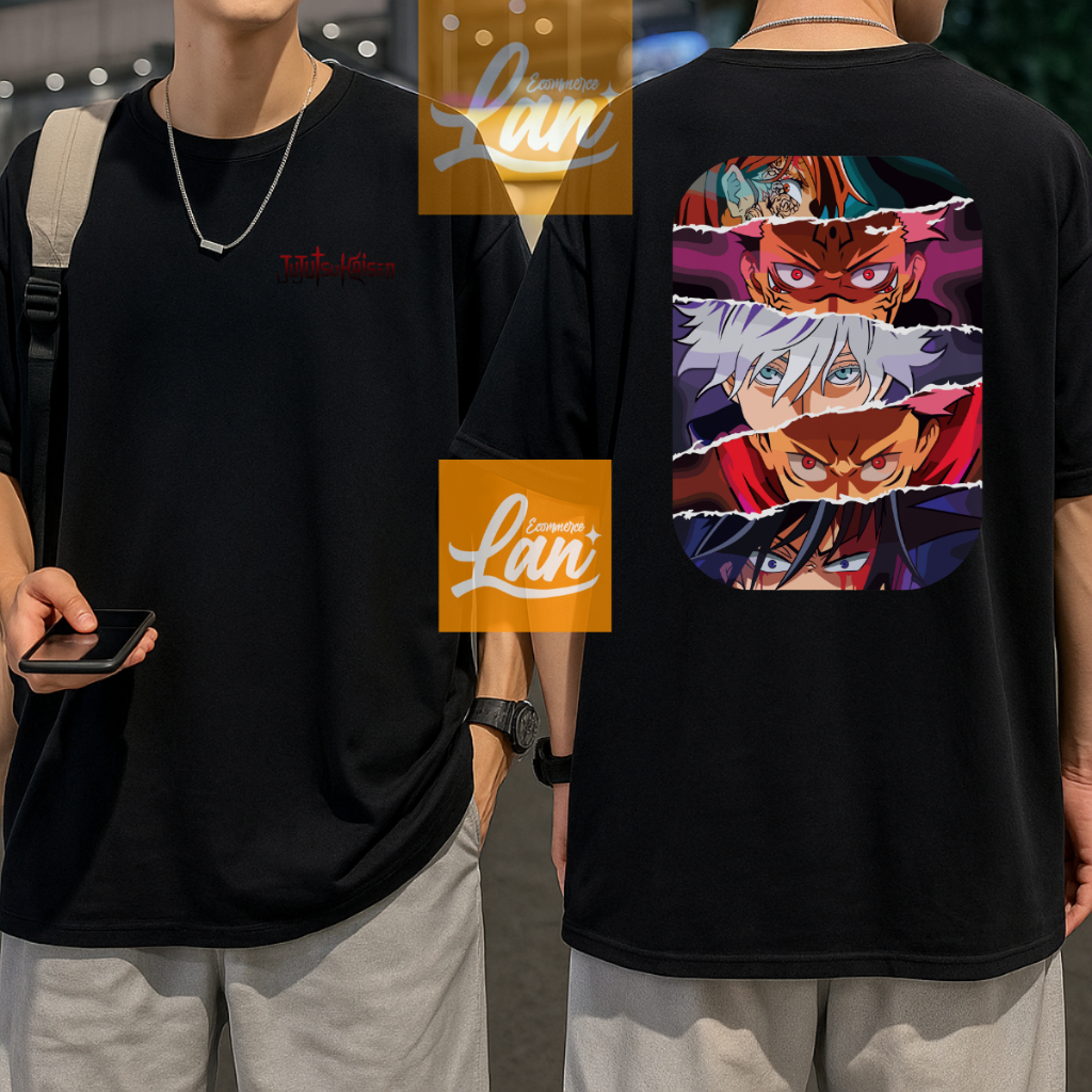 Camiseta Oversized Algodão Jujutsu Kaisen Anime Série | Unissex Camisa Larga Academia ou Casual