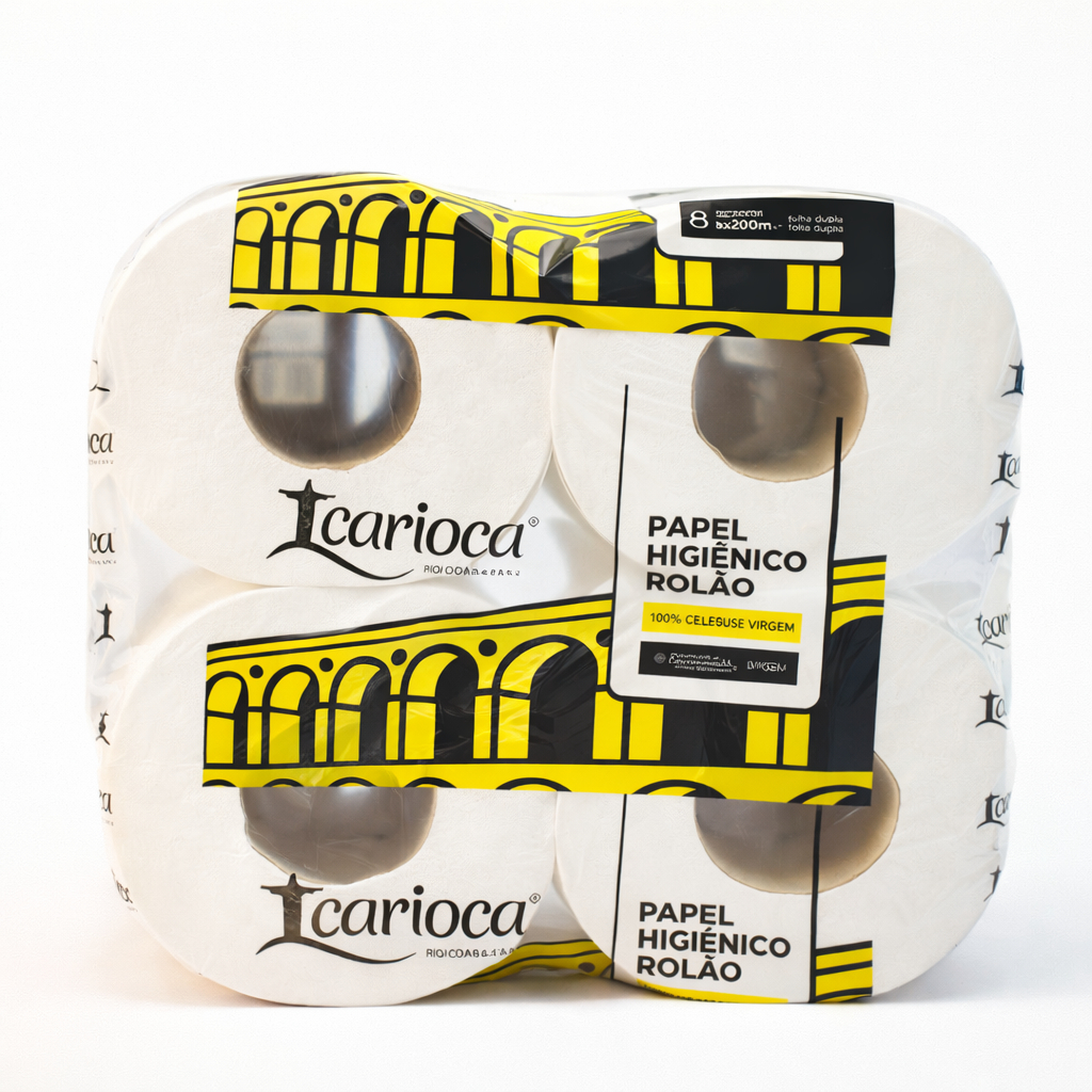 Papel Higiênico 8x200m Rolão Folha Dupla 100% Celulose Gold - Carioca