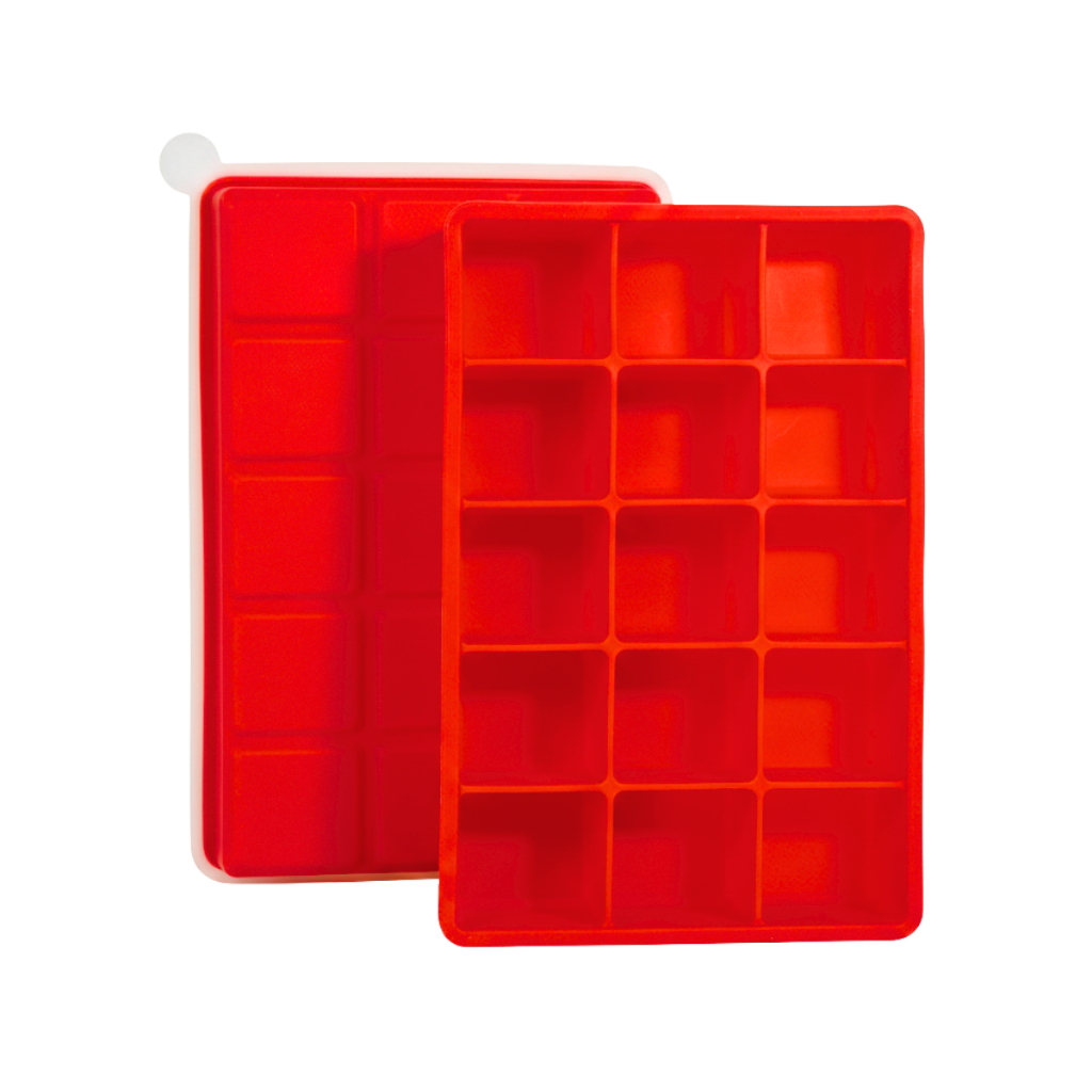 SYMEON Forma de Gelo Vermelha de Silicone C/ Tampa 15 Cubos Livre de BPA em Oferta na Shopee