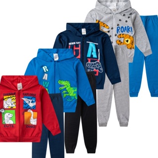 Kit Conjunto Moletom Menino Inverno 4 Jaquetas + 4 Calças com Punho em Oferta na Shopee