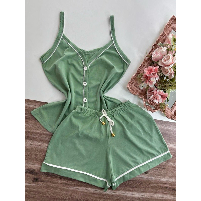 baby doll 100 % algodão , babi dol com botao, pijama feminino, short doll  (Gabi) em Oferta na Shopee