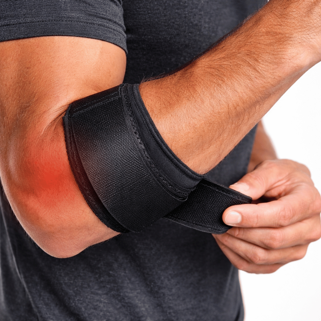 Cinta Tennis Elbow Ajustável – Suporte Ortopédico de Compressão para Epicondilite e Dor no Cotovelo