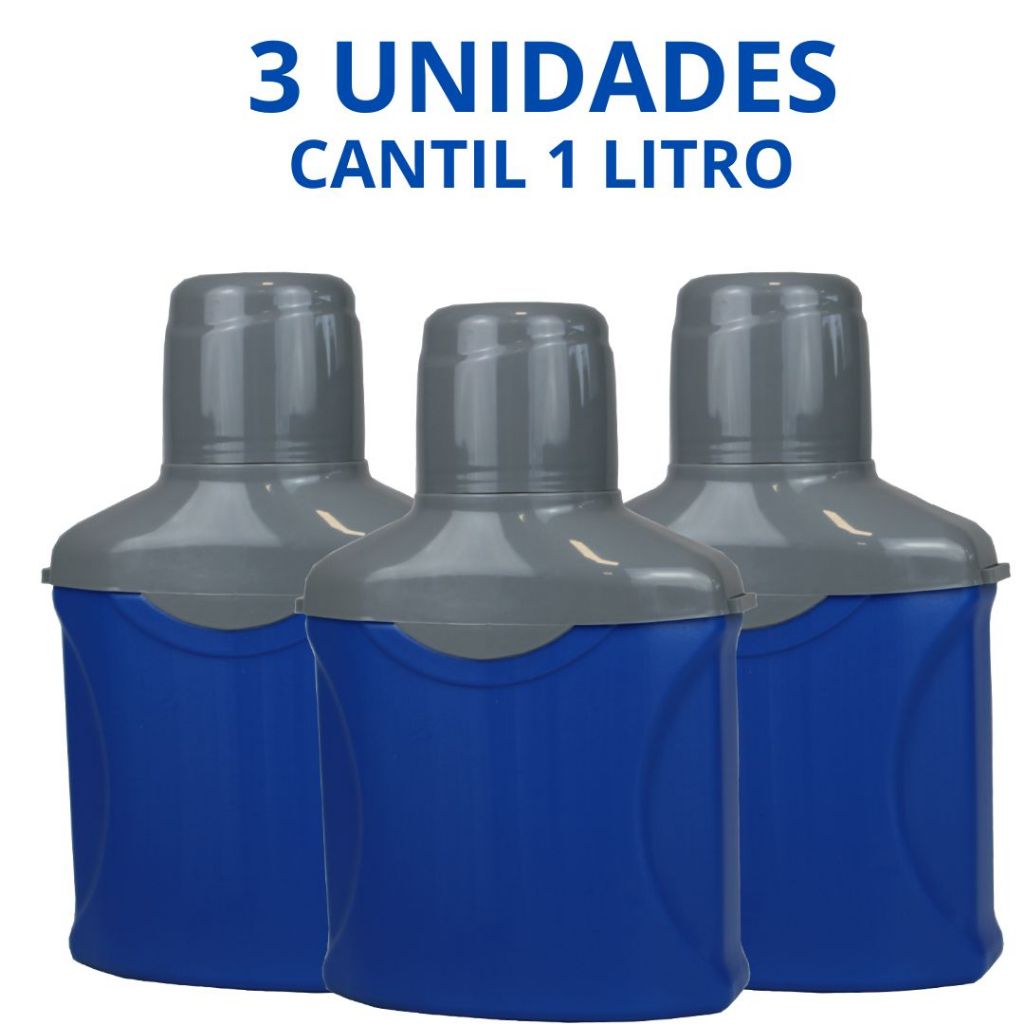 Kit com 3 Cantil Térmicos 1 Litro – Conserva Quente e Gelado por Muito Mais Tempo