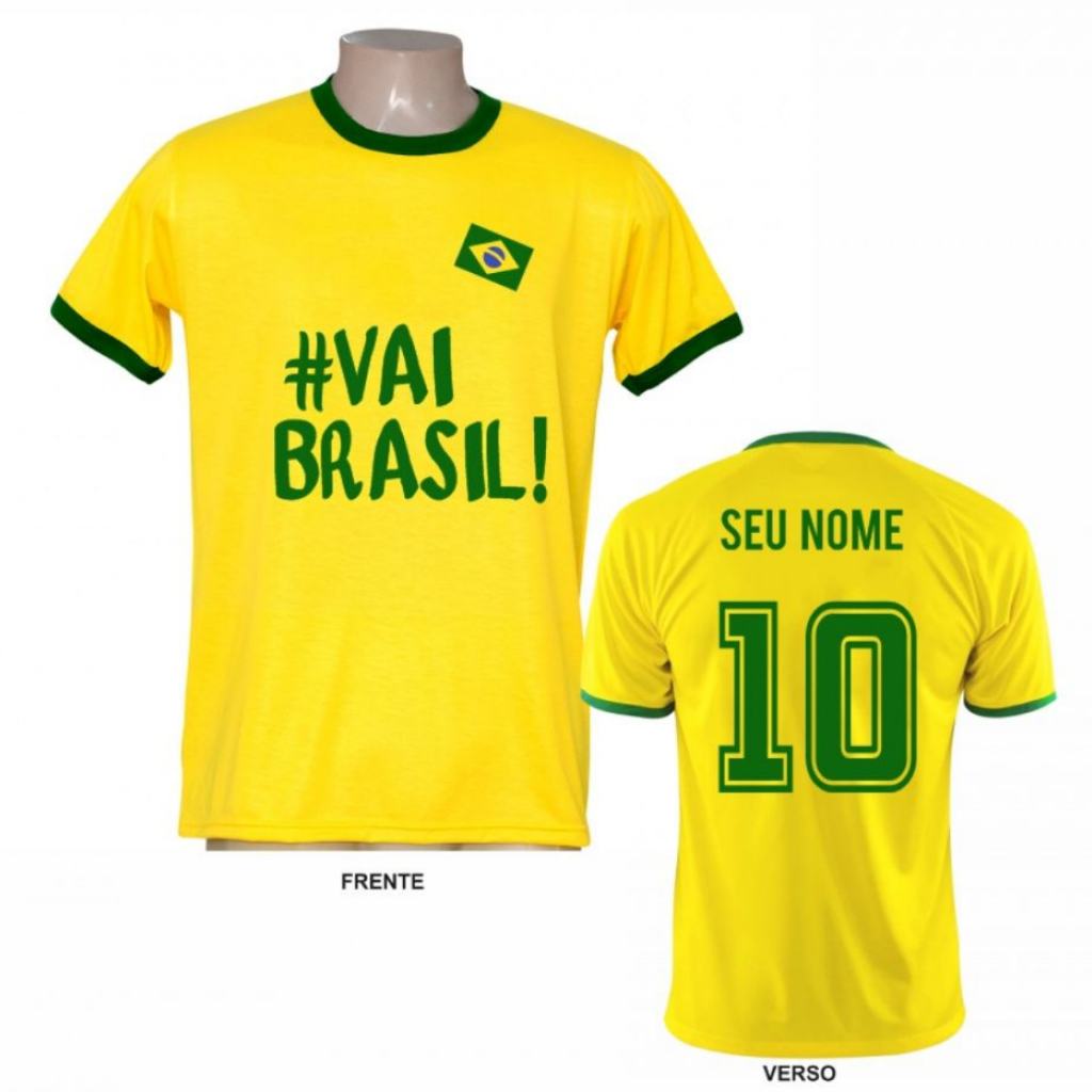 Camisa Camiseta Unissex Vai Brasil Copa Do Mundo Futebol Hexa 10