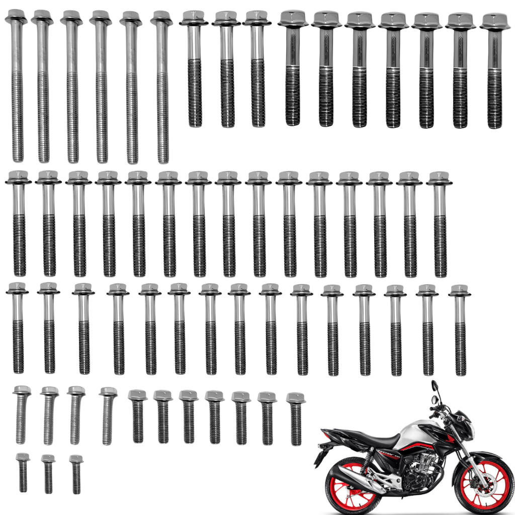 Kit Parafusos Do Motor Titan 160 Start 160 Fan 160 Nxr 160 2016 a 2024 Cromado 60 Pecas em Oferta na Shopee