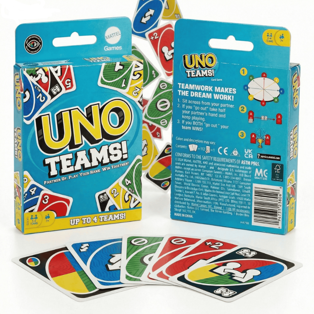 UNO Teams Jogo de Cartas Original Mattel | Versão em Equipes