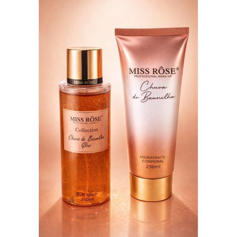 Kit Body Splash + Hidratante |  body splash vanilla doce feminino baunilha com efeito glow miss rose