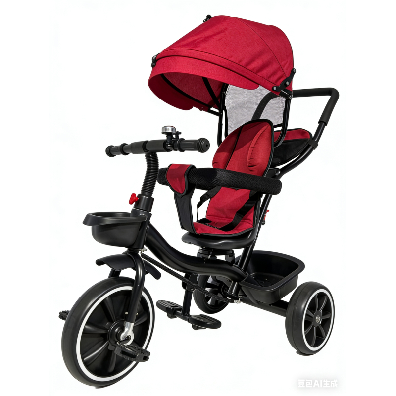 Carrinho de bebê triciclo com barra de empurrar--3608 em Oferta na Shopee