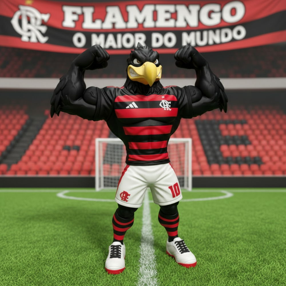 Estátua Colecionável Mascote do Flamengo 25Cm – Peça Premium para Colecionadores Rubro-Negros