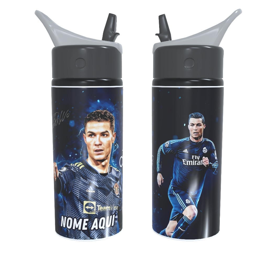 Garrafa Alumínio Infantil CR7 Cristiano Ronaldo Escolar com Nome Personalizado em Oferta na Shopee