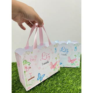 10 Sacolinha de Aniversário Jardim Borboleta- Personalizada - Lembrancinha aniversário - 14X17,5x5,5 em Oferta na Shopee