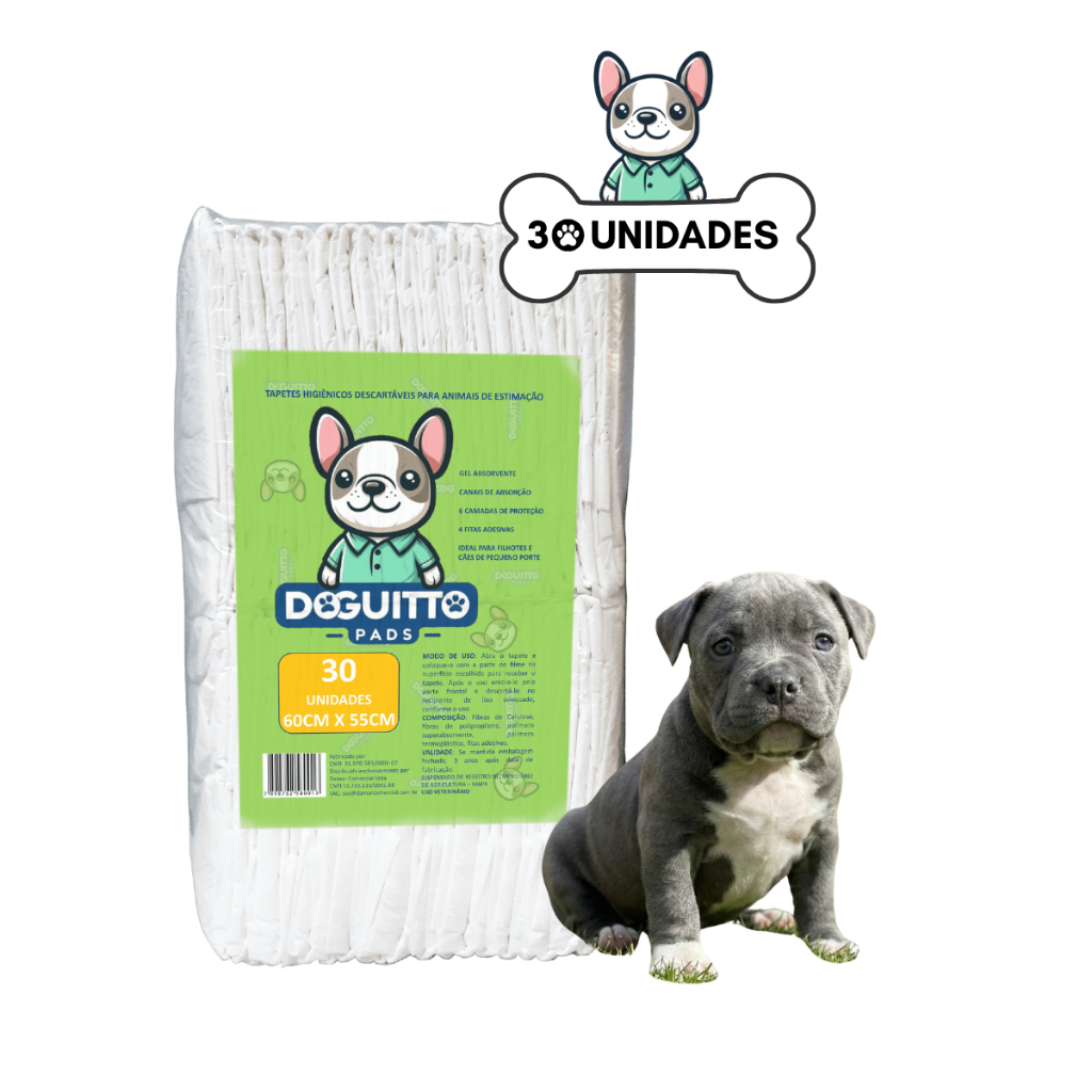 Tapete Higiênico Doguitto Pads Absorvente Ideal para Cães Filhotes Anti Sujeira Descartável 55x60