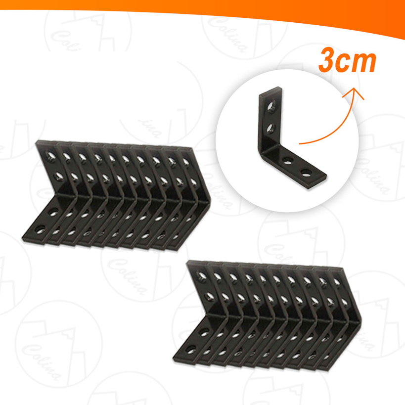 Kit 10 a 20 Cantoneiras Mão Francesa Para Moveis 3x3cm - Preto
