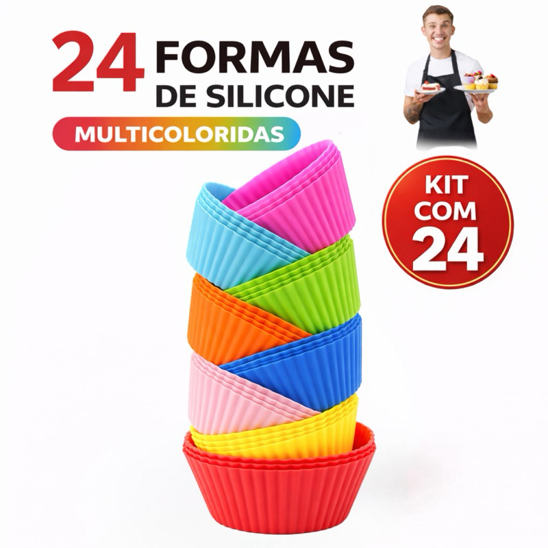 Formas Forminhas Multicolorida 24 ou 12 Uns Forma Redonda 6.5cm Silicone Brigadeiro Tortinha Bolinhos super OFERTA