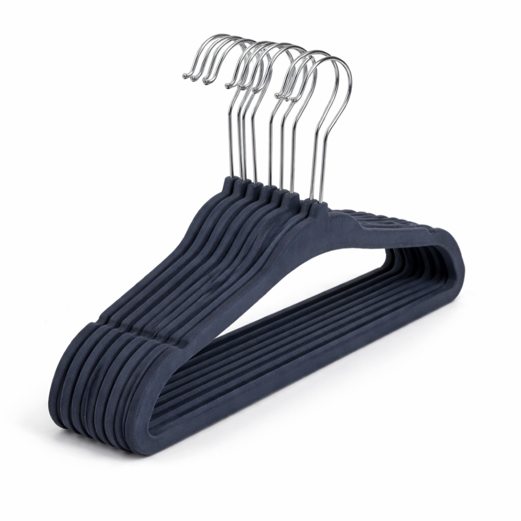 Kit 30 Cabides Infantil Aveludado Antideslizante Cinza Escuro