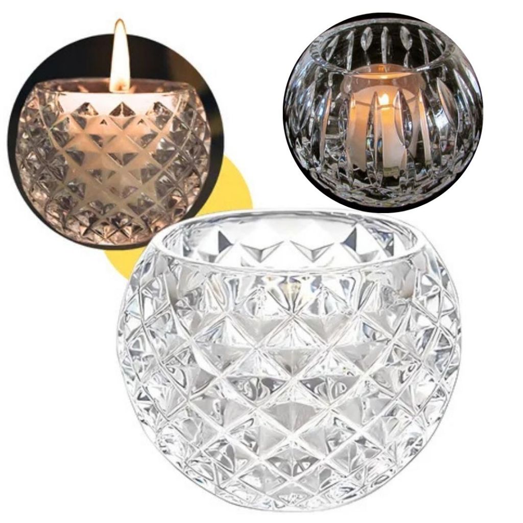 PORTA VELA CASTIÇAL VASO  DE VIDRO 6X6CM