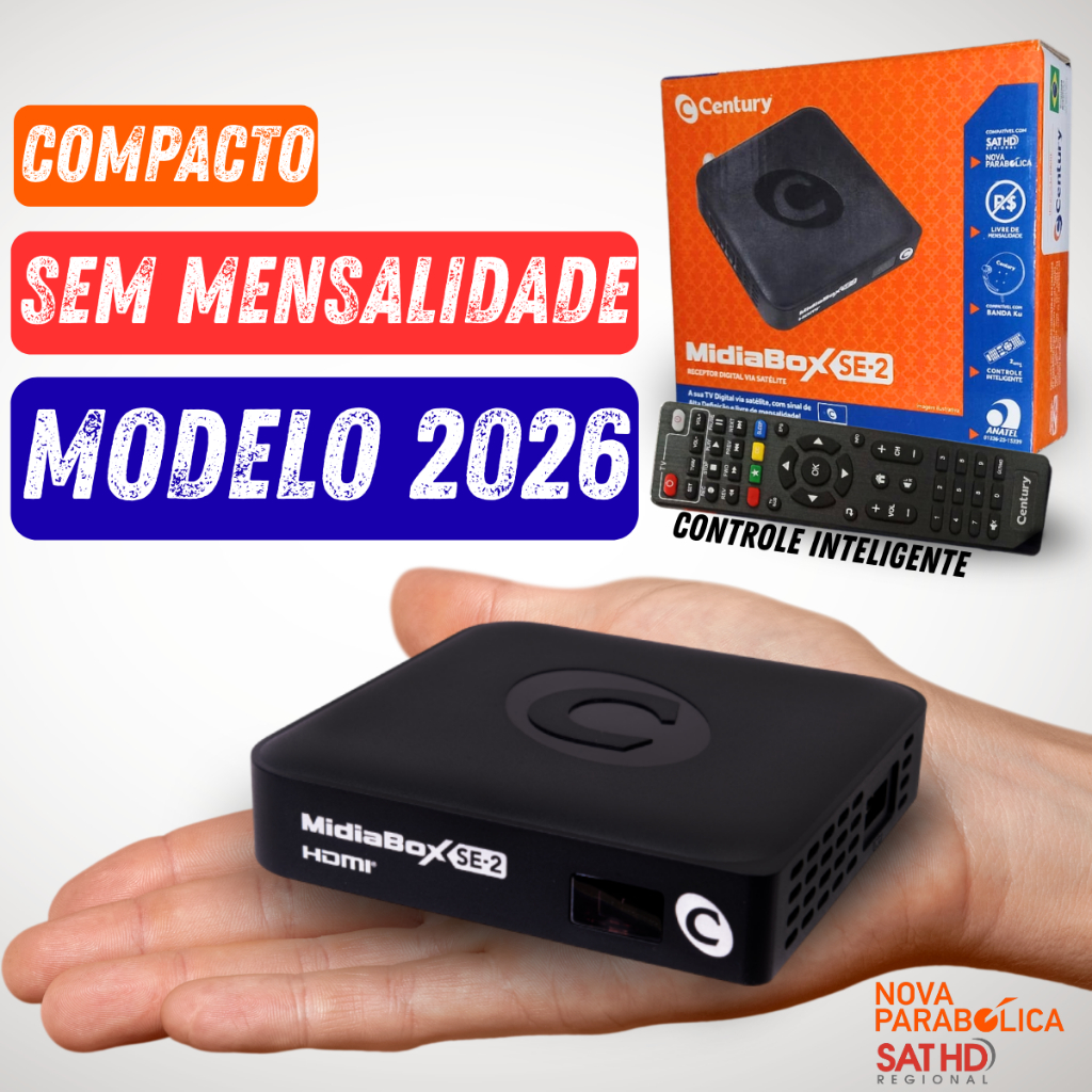 Receptor Digital Century Midiabox Se-2 Regional 5g Completo Nova Parabólica Full HD Canais Gratuitos