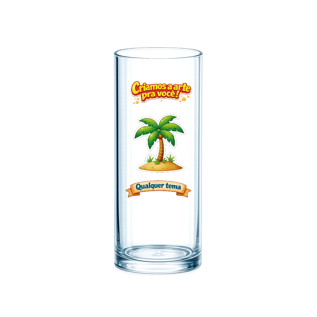Copo Long Drink 350ml Acrílico Personalizado Festa Aniversário Qualquer Tema