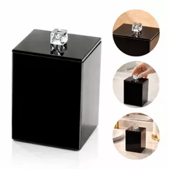 Organizador Porta Algodão Vidro Espelhado com Tampa e Puxador Cromado 15x7x7cm
