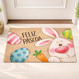 Tapete Porta de Entrada Decoração de Páscoa 55x35 Antiderrapante Bem-Vindo em Oferta na Shopee