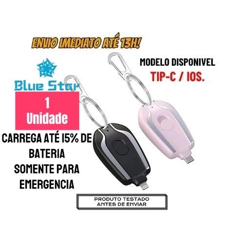 Carregador Chaveiro Mini Power Bank Para Celular 1500mAh - PROMOÇÃO NATAL em Oferta na Shopee