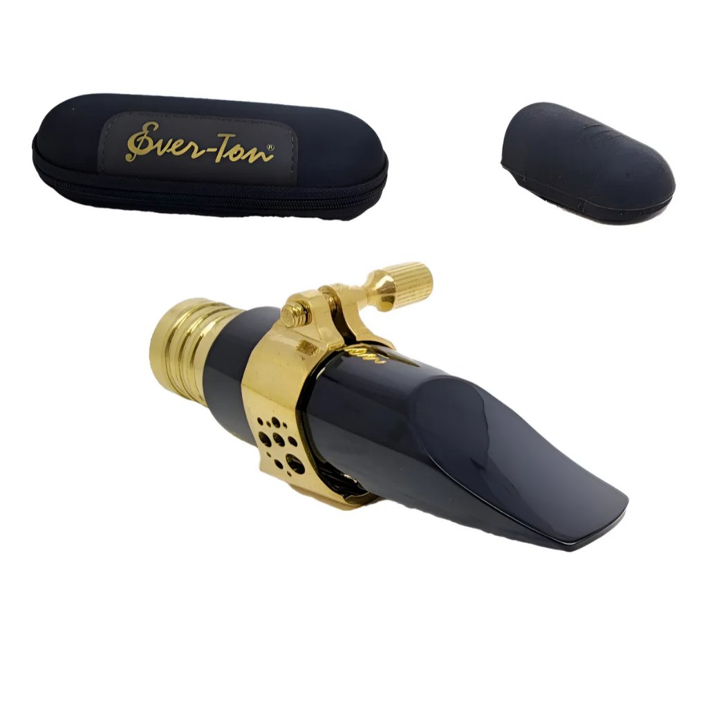 Boquilha Ever Ton Sax Alto Full Pop 7 Braçadeira De Metal Preto