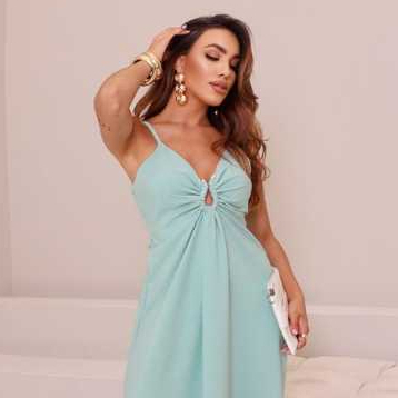 Vestido Longo Feminino Alças Finas com Detalhe Gota no Busto e Elástico nas Costas | Verão Elegante