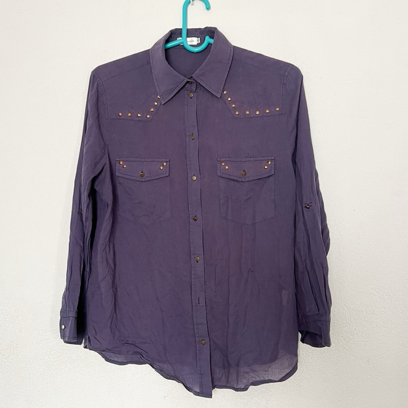 Camisa manga longa feminina roxa tamanho M (brechó)