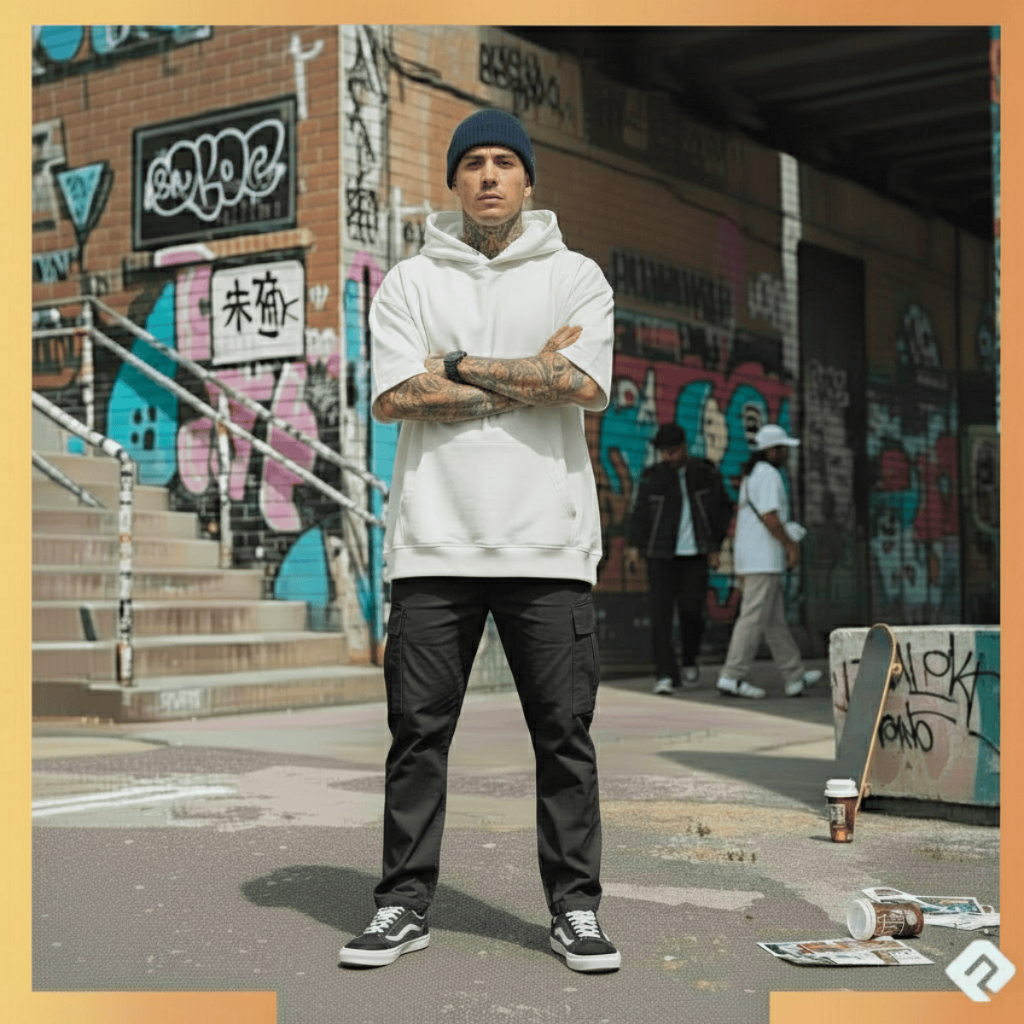 Calça Cargo larga Unisex Larga Skate,Casual estilo Cordão de Ajuste