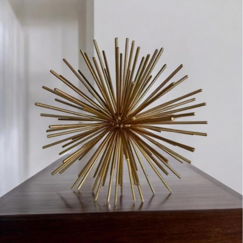Escultura Ouriço decorativo de metal 20 cm