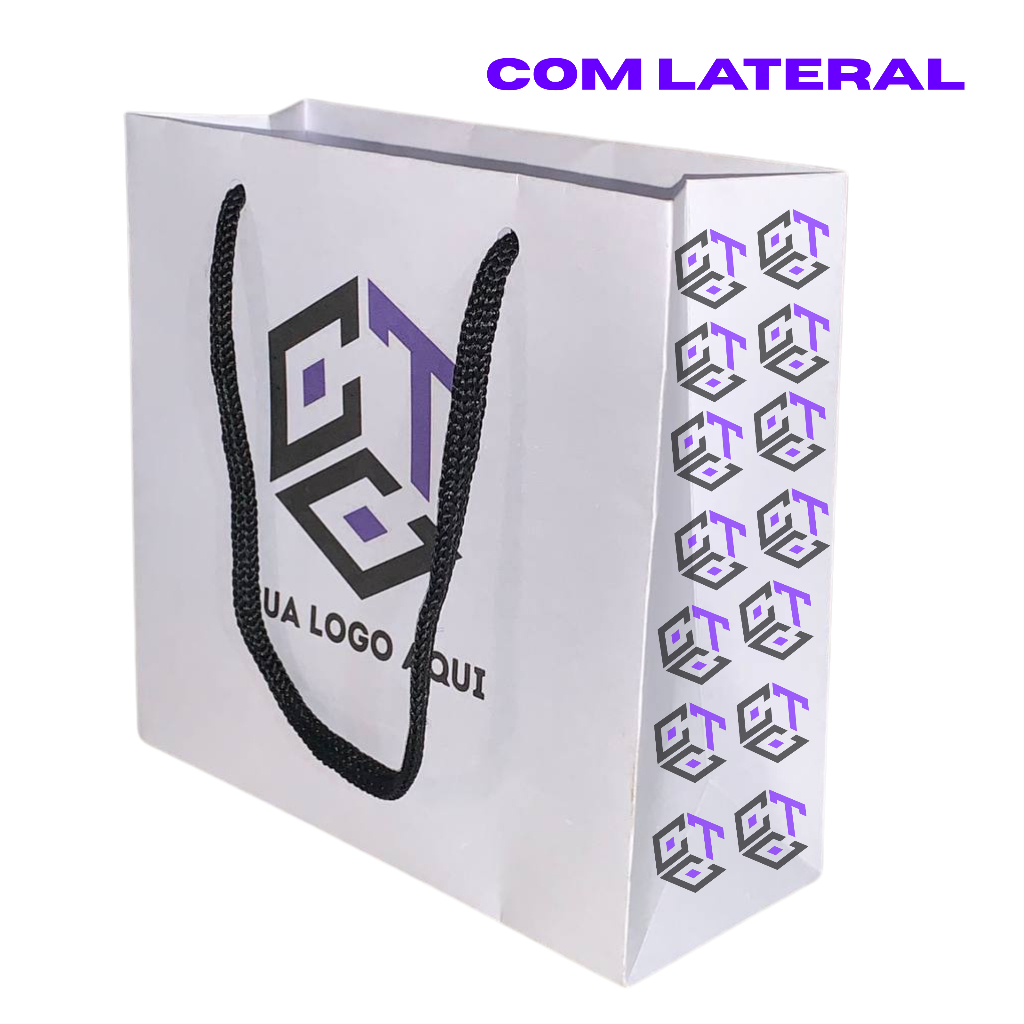 100 Sacolas 15x14x6 Com Alça Personalizadas em Oferta na Shopee