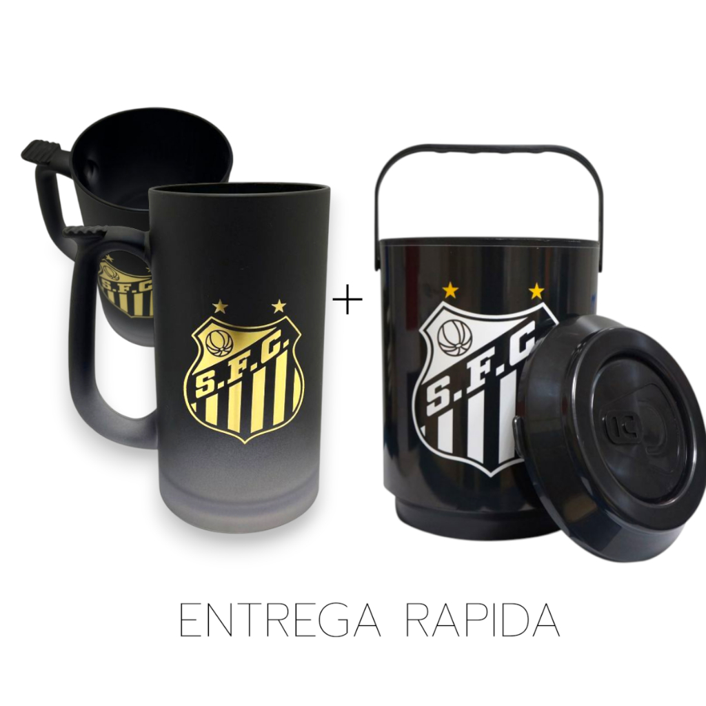 KIT CERVEJEIRO  CANECA CHOPPE + COOLER OFICIAL SANTOS em Oferta na Shopee