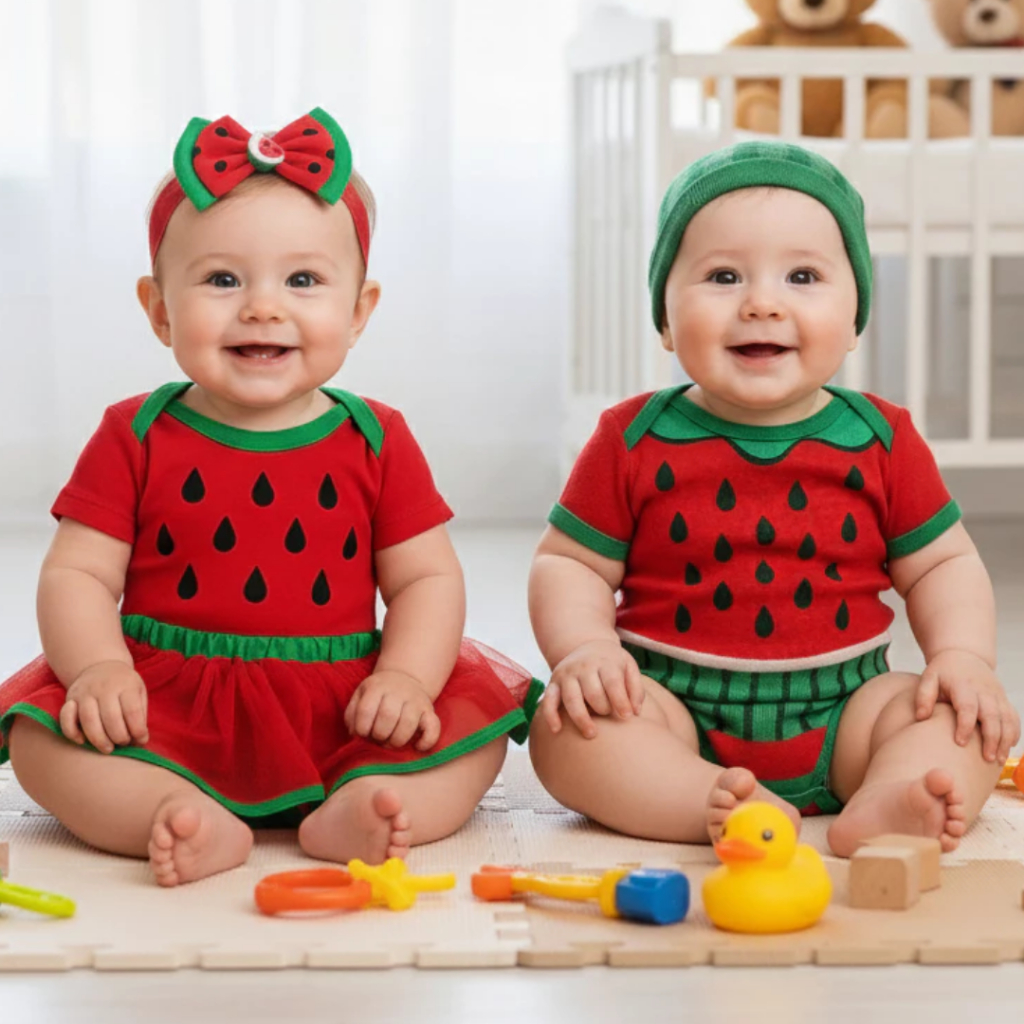 Body Bebê De Frutinha Melancia Com Touca - Look Frutinha para Bebês, Tamanhos P ao G